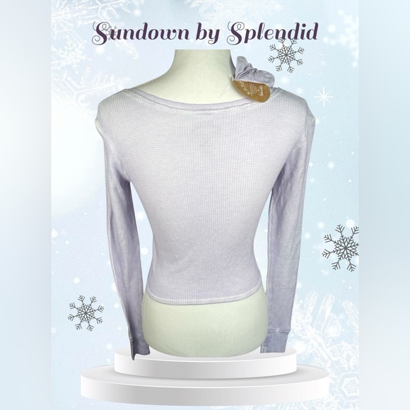 Sundown by Splendid | Solana Thermal Knit Top Long Sleeve Purple | NWT! - Picture 3 of 6